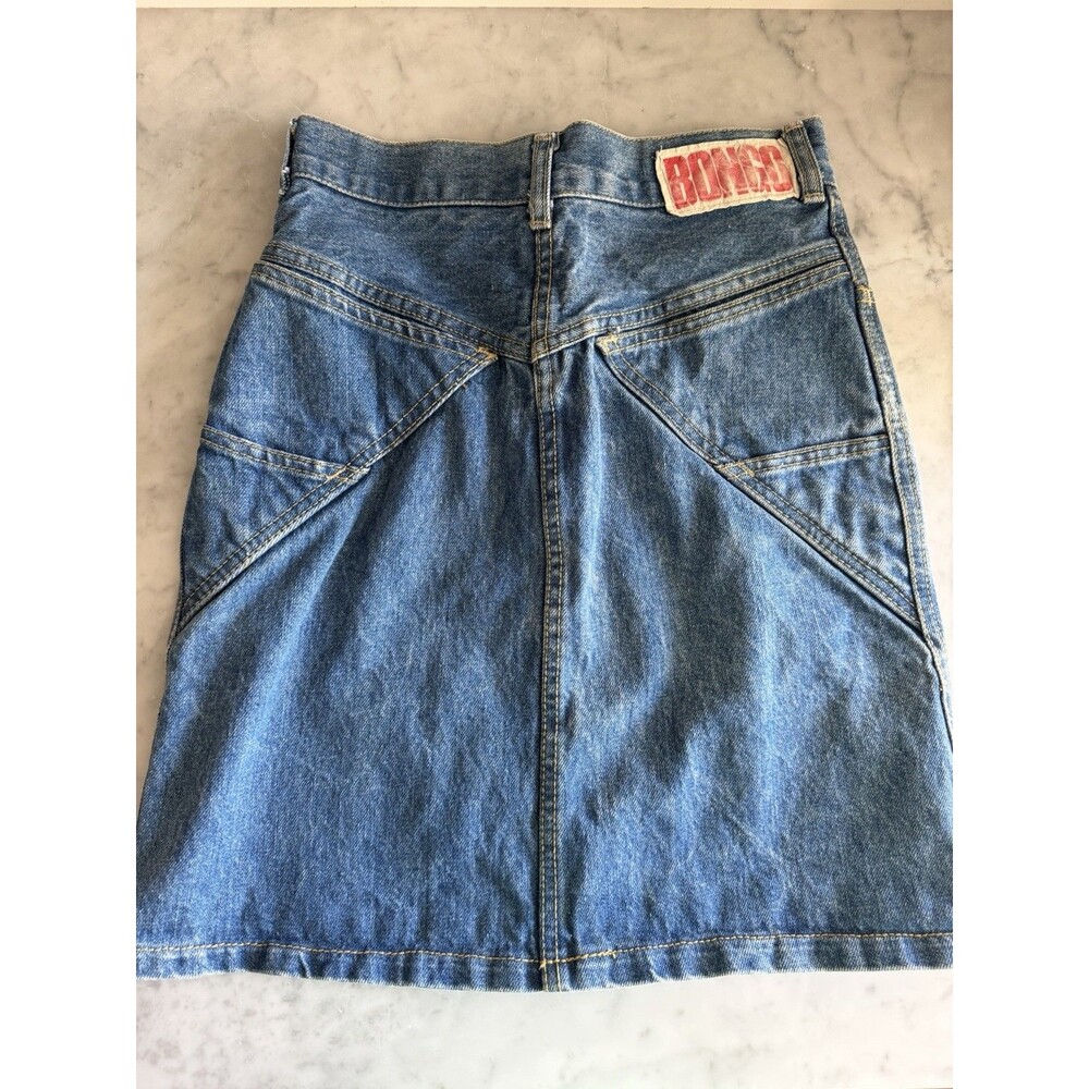 Vintage 80s Gene Montesano for BONGO High Waisted Denim Skirt Y-Yoke Sz 3